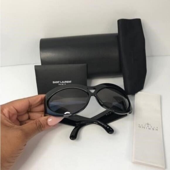 💯 - New Authentic SAINT LAURENT SL73 OVERSIZED BLACK SUNGLASSES - Picture 4 of 13